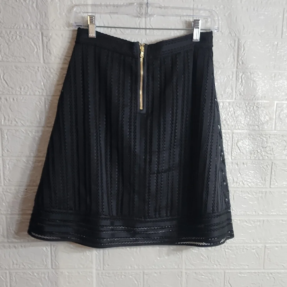 J. Crew Black A-Line Lace Skirt